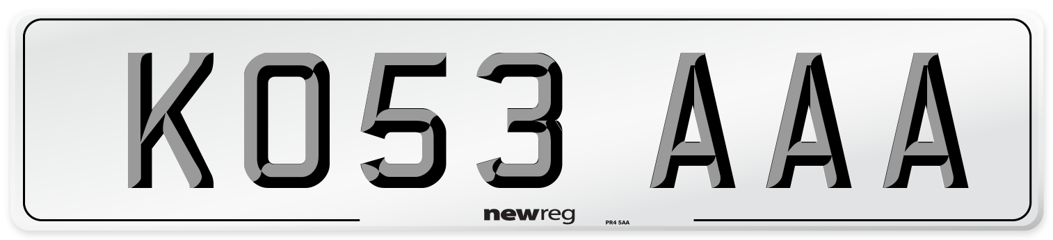 KO53 AAA Number Plate from New Reg